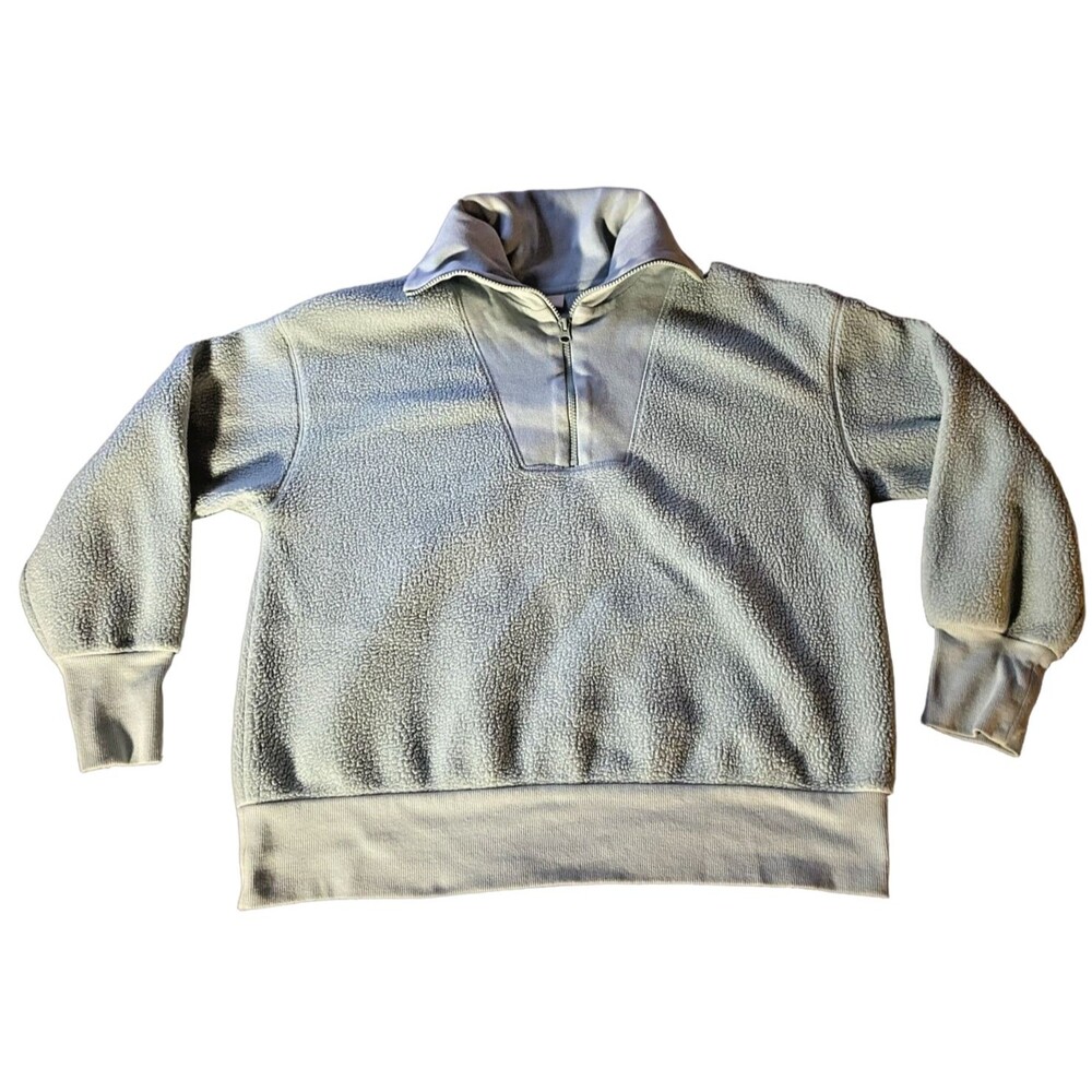 A New Day Women's 1/4 Zip Pullover Sweater Collar Sherpa Fleece Thick Warm Sz LG